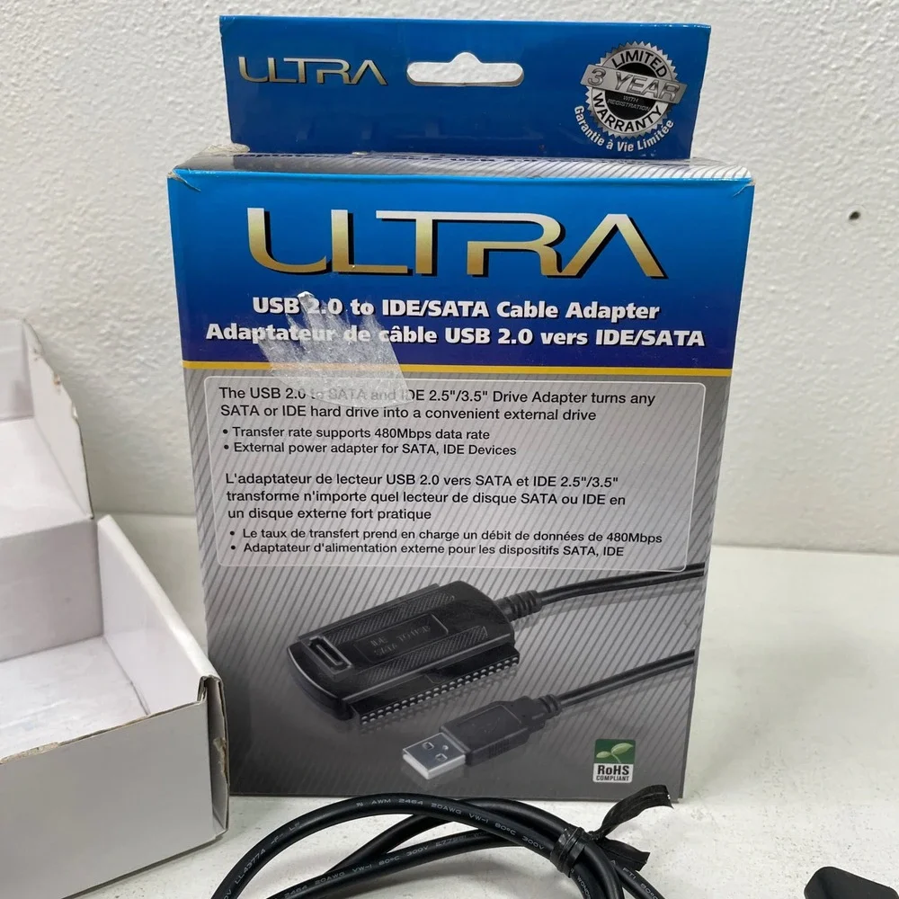 Ultra USB 2.0 to IDE SATA Cable Adapter Kit ULT40112 External Hard Drive Bridge